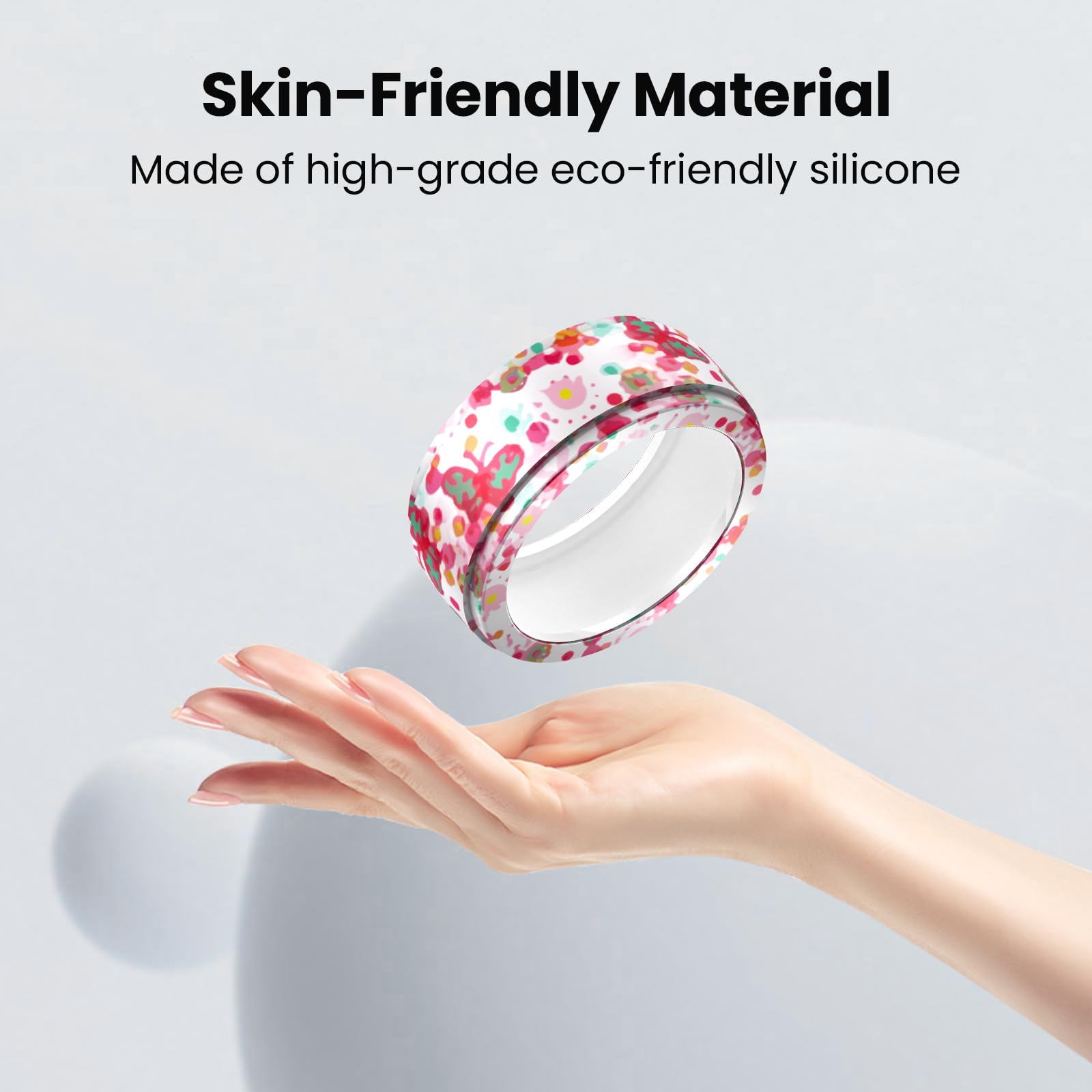 Silicone Ring Cover for Samsung Galaxy Ring & Oura Ring Gen 3/4 - Elastic Protective Case for Workouts, Sports & Daily Wear - Compatible with Sizes 6-10 (FlowersA Design) - Perfect Fitness Accessory for Men & Women