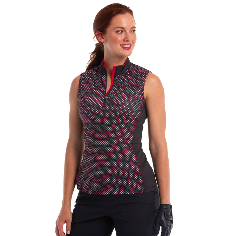 EP New York Women's Sleeveless Golf Polo - Stylish Bias Geo Dot Print for Summer Sports & Casual Wear | Perfect for Golf, Tennis & Outdoor Activities