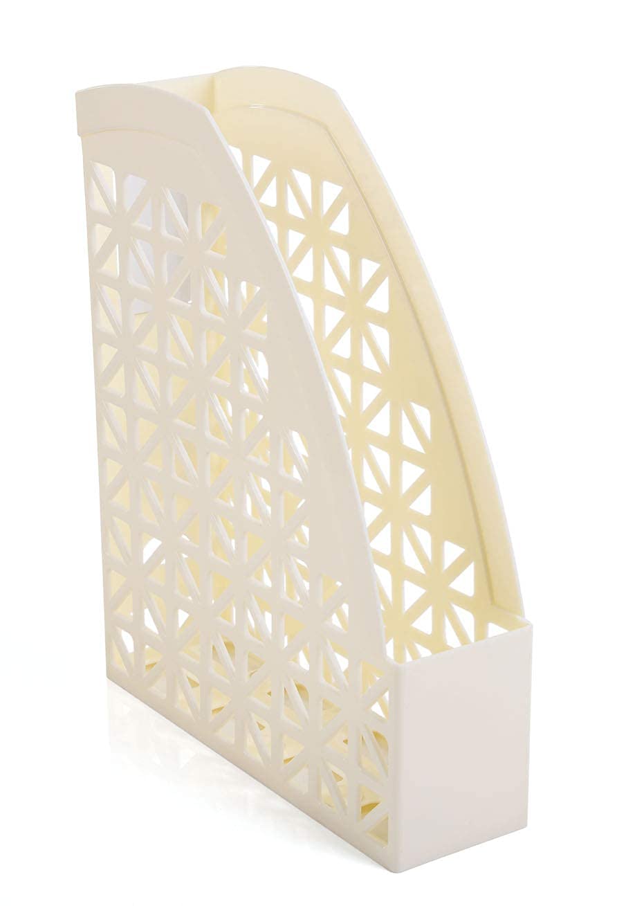 Mintra Office Plastic Desk Organizer Set of 2 - Magazine File Holder for Office Supplies, Documents, and Papers (Ivory) - Perfect for Home Office, School, and Workspace Organization