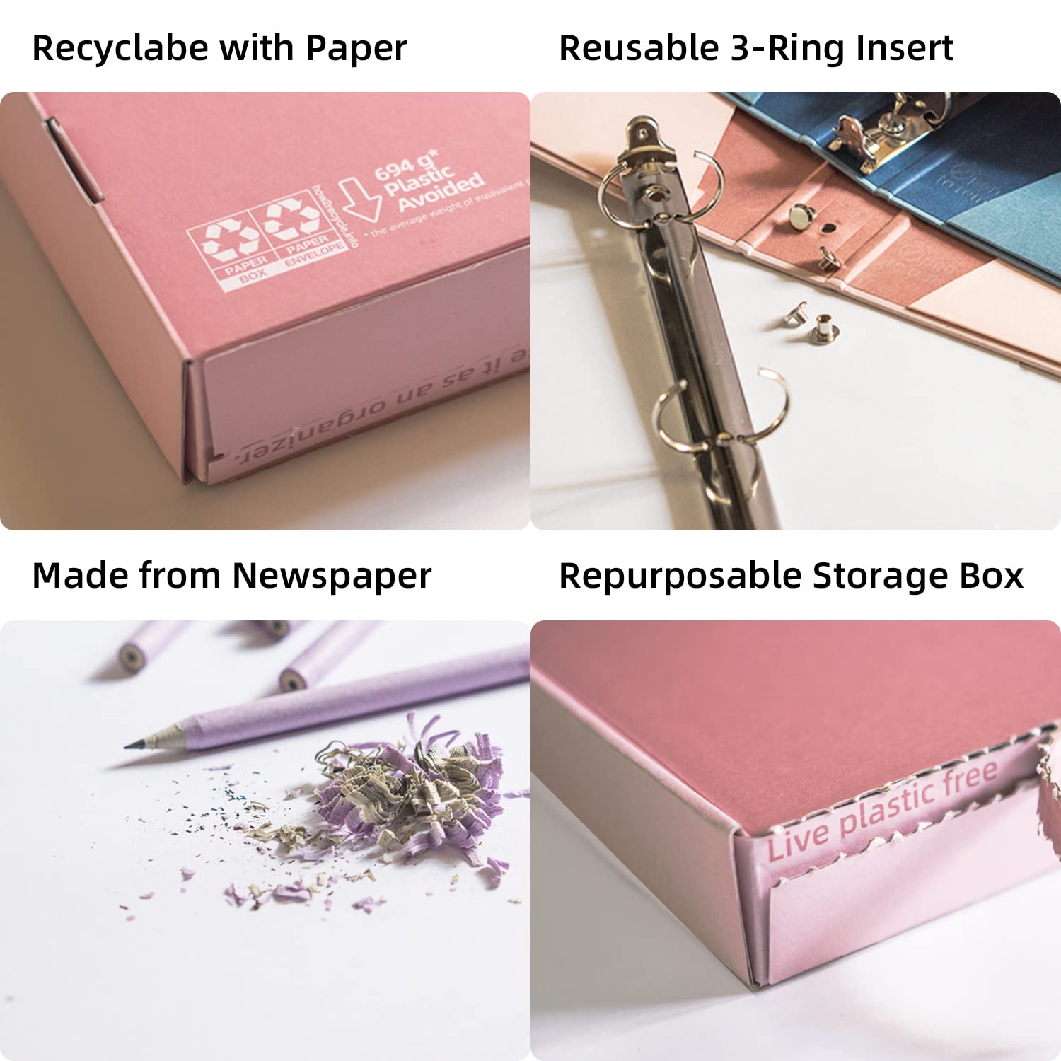 Blue Lake ECOLIFE Eco-Friendly School & Office Supplies Kit - 22-Piece Plastic-Free Bundle with 3-Ring Binder, Folders, Pencils, Pencil Box Organizer Tray - Perfect for K-12, College Students & Office Workers - Great for Classroom Organization, Homework & Back-to-School Essentials