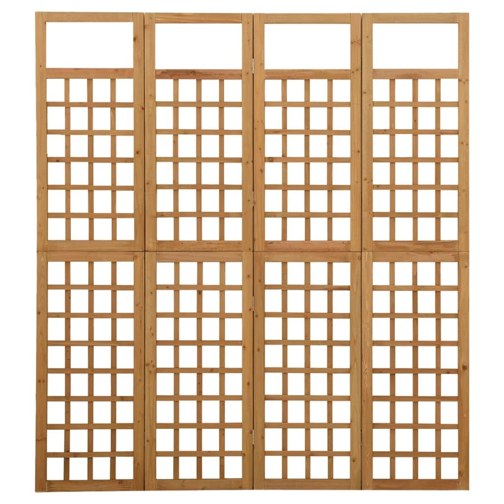 6-Panel Room Divider with Trellis Design - Solid Fir Wood Privacy Screen - 95.5