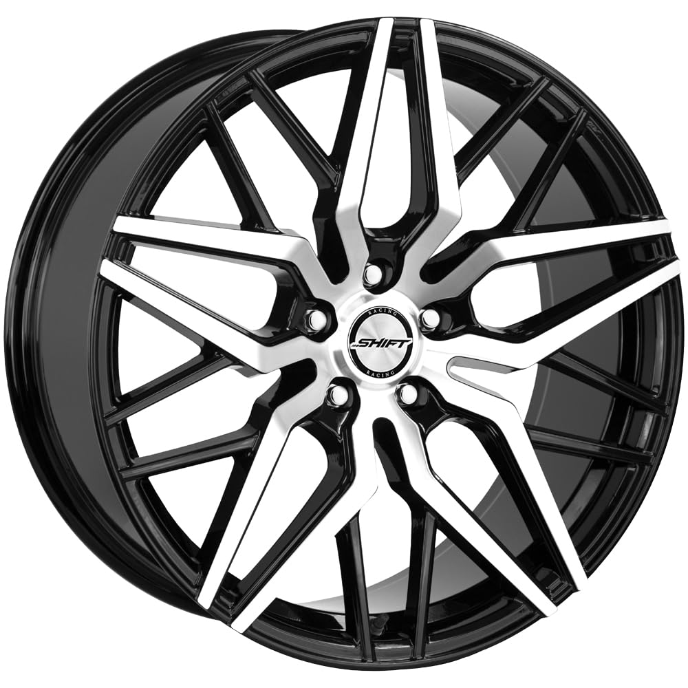 20x8.5 Gloss Black Machined Face Custom Alloy Wheels - 5x114.3 Bolt Pattern, 35 Offset, 73.1mm Hub - Perfect for Honda Accord, Toyota Camry & Nissan Altima - Upgrade Your Ride with Stylish Rims for Street & Show Cars