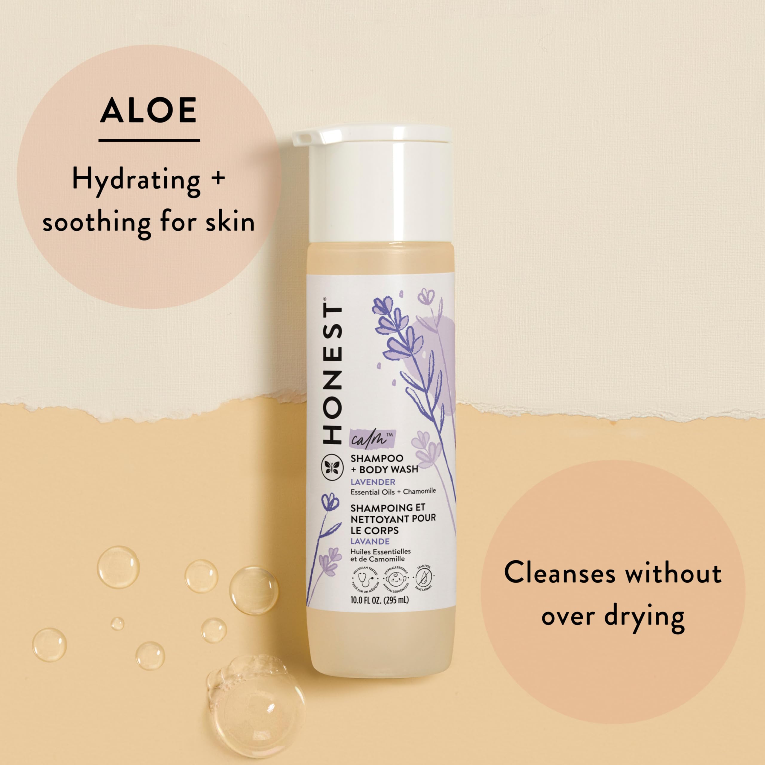 The Honest Company 2-in-1 Cleansing Shampoo + Body Wash & Face + Body Lotion Bundle | Gentle Baby Wash with Naturally Derived Ingredients | Lavender Scent, 18.5 fl oz | Perfect for Newborn Bath Time & Sensitive Skin Care