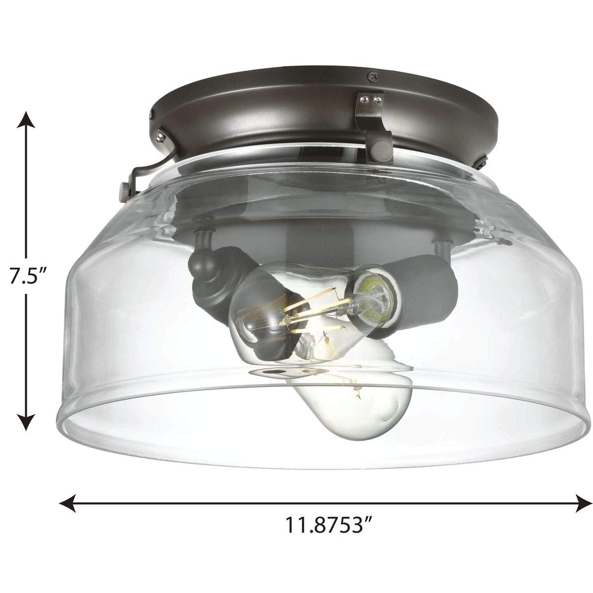 Progress Lighting Springer Collection Clear Glass Pendant Light Fixture in Architectural Bronze - 7.5x11.87x11.87 Inches - Perfect for Kitchen Island, Dining Room, and Entryway Lighting