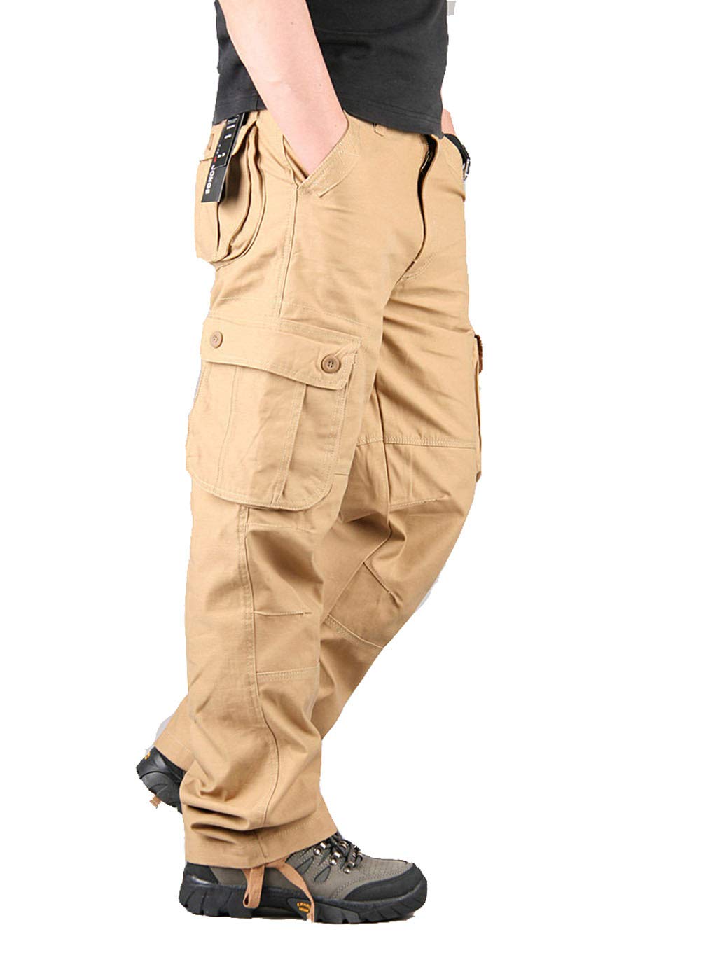 Lilychan Men's Lightweight Cargo Pants - Hiking, Army Combat & Work Pants with 6 Pockets - Breathable Quick-Dry Outdoor Adventure & Casual Wear