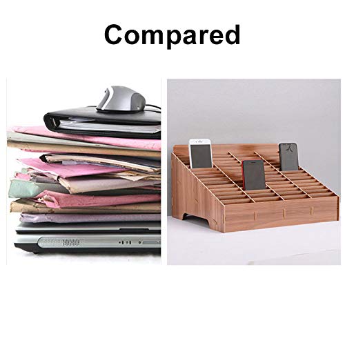 VALINK Multi-Grid Wooden Phone Organizer - Desktop Cell Phone Storage Box for Office, Classroom & Retail Display | Perfect for Organizing Phones, Tablets & Accessories in Workspaces, Stores & Homes