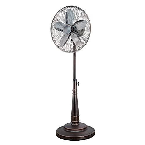 Optimus F-6218 Oscillating Stand Fan with Remote Control - 18 Inch Bronze Pedestal Fan for Home, Office & Bedroom - Quiet Cooling with 3 Speed Settings & Wide Angle Oscillation