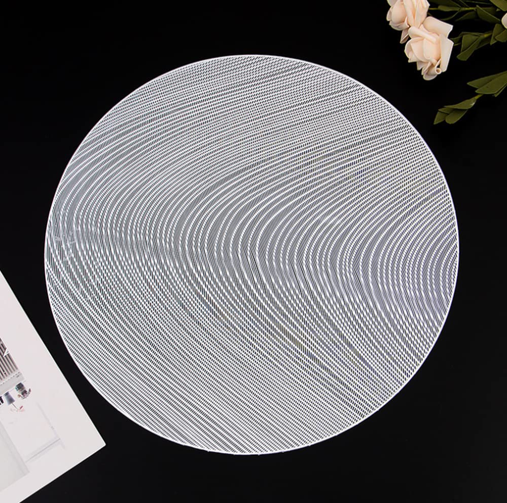 4 Pack Round PVC Placemats - Waterproof, Oilproof, Stain Resistant Table Mats for Dining, Kitchen, Party (Silver) | Perfect for Everyday Meals, Entertaining Guests & Holiday Decor