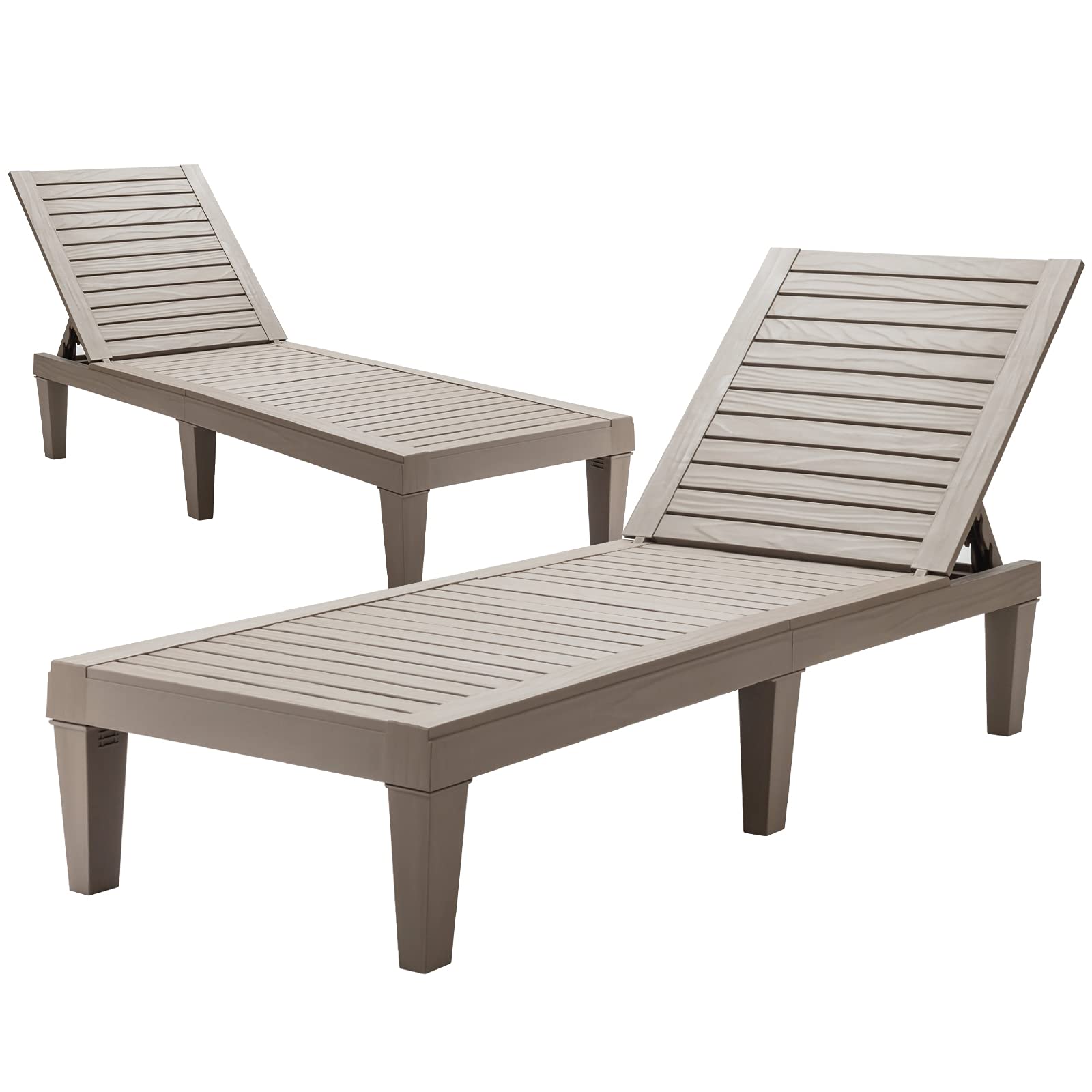 Tangkula Outdoor Chaise Lounge Chair - Lightweight Adjustable Patio Recliner with 5 Positions, Durable Wicker Design for Backyard, Poolside, Beach & Balcony | Perfect for Sunbathing, Relaxing & Outdoor Lounging (Coffee, Set of 2)