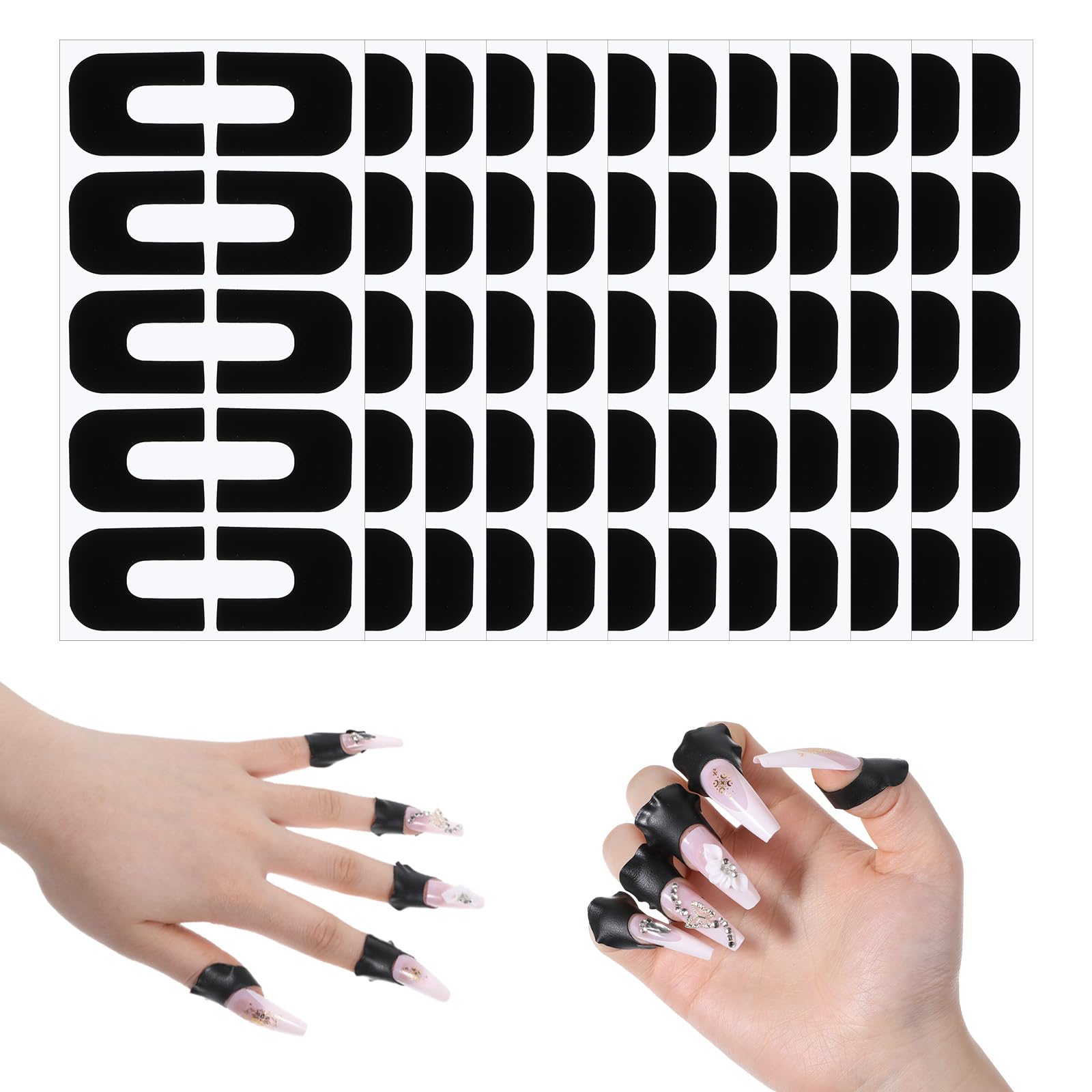 150 Pcs Black Latex Nail Polish Protector Tape - Peel Off Skin Barrier for Nail Art Stamping & Manicure - Perfect for DIY Nail Designs at Home or Salon