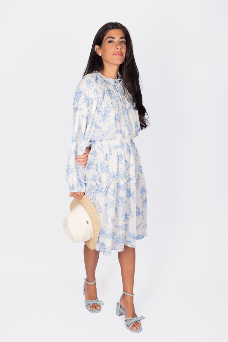 Rosalina Women's Dress Size 39 - Blue & White Floral Summer Maxi Dress for Beach, Vacation & Casual Wear