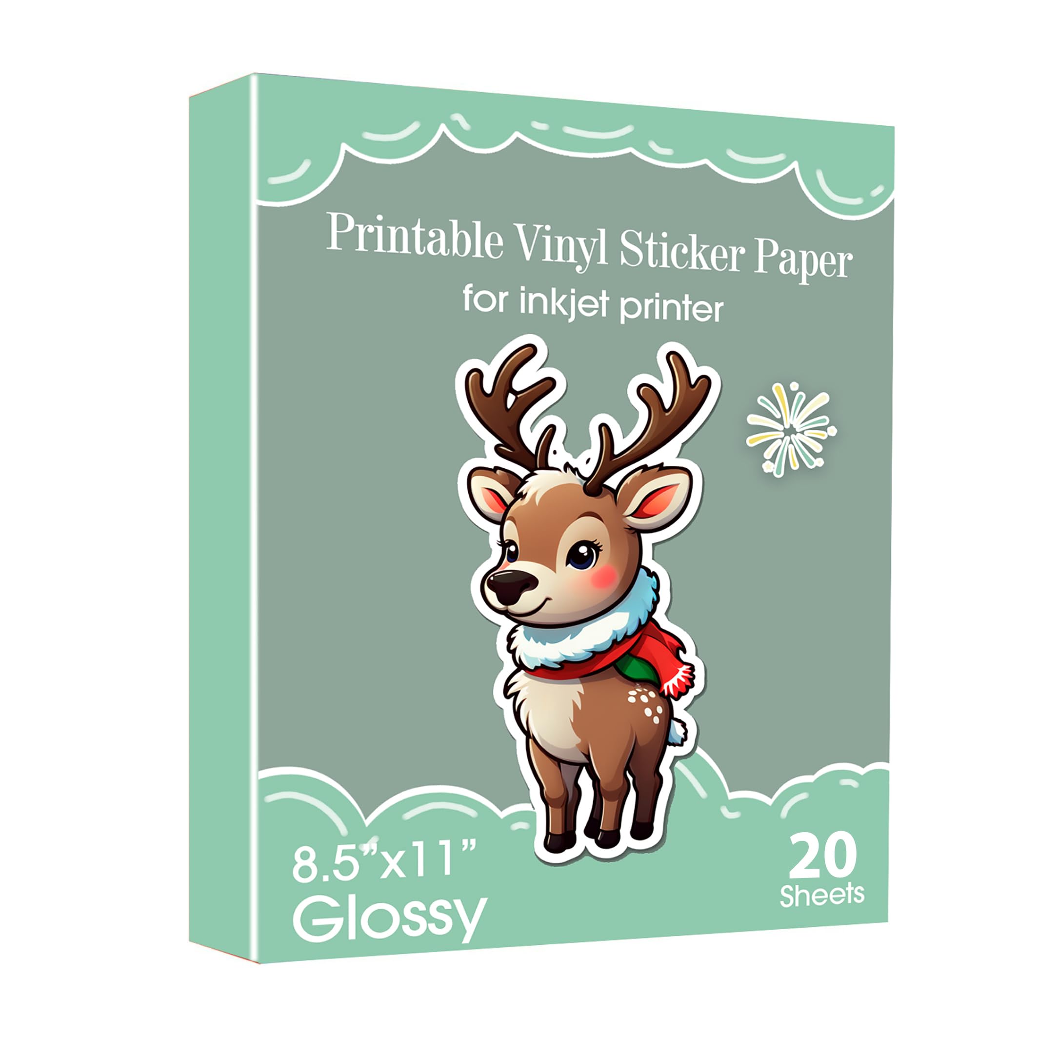 20 Sheets Glossy White Waterproof Vinyl Sticker Labels - 8.5x11 Inches Printable Blank Rectangle Labels for Inkjet/Laser Printer - Perfect for Shipping Labels, Product Packaging & DIY Crafts