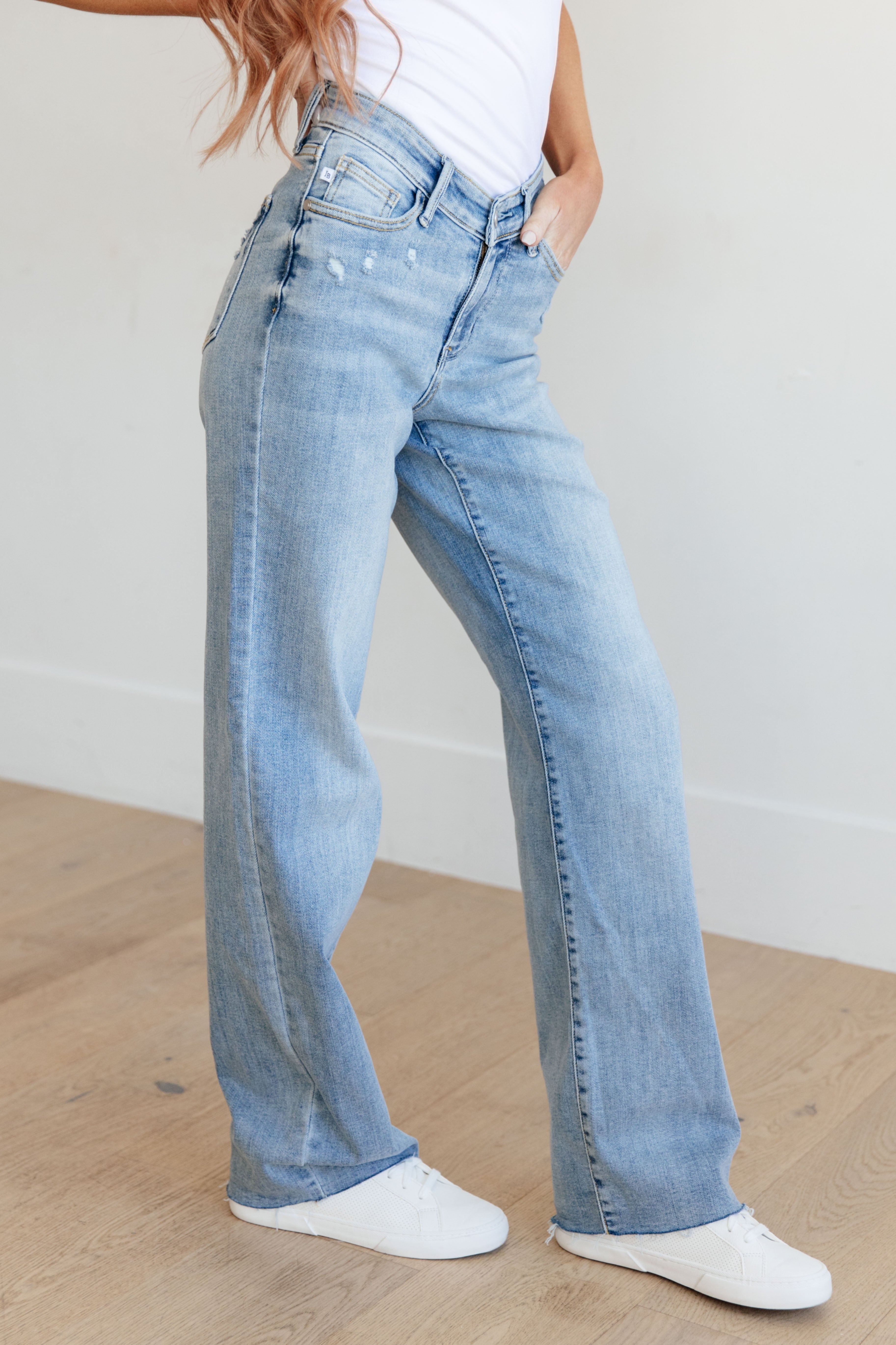 Mildred High Rise V Front Waistband Straight Leg Jeans for Women | Comfortable Stretch Denim Pants | Perfect for Casual Wear, Office & Date Night