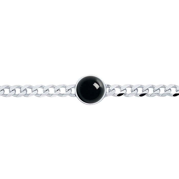 4.4mm Sterling Silver Diamond Cut Curb Chain Bracelet with 10mm Round Bezel Cabochon Blank Mounting - DIY Jewelry Making, Custom Handmade Jewelry for Gifts, Weddings & Special Occasions