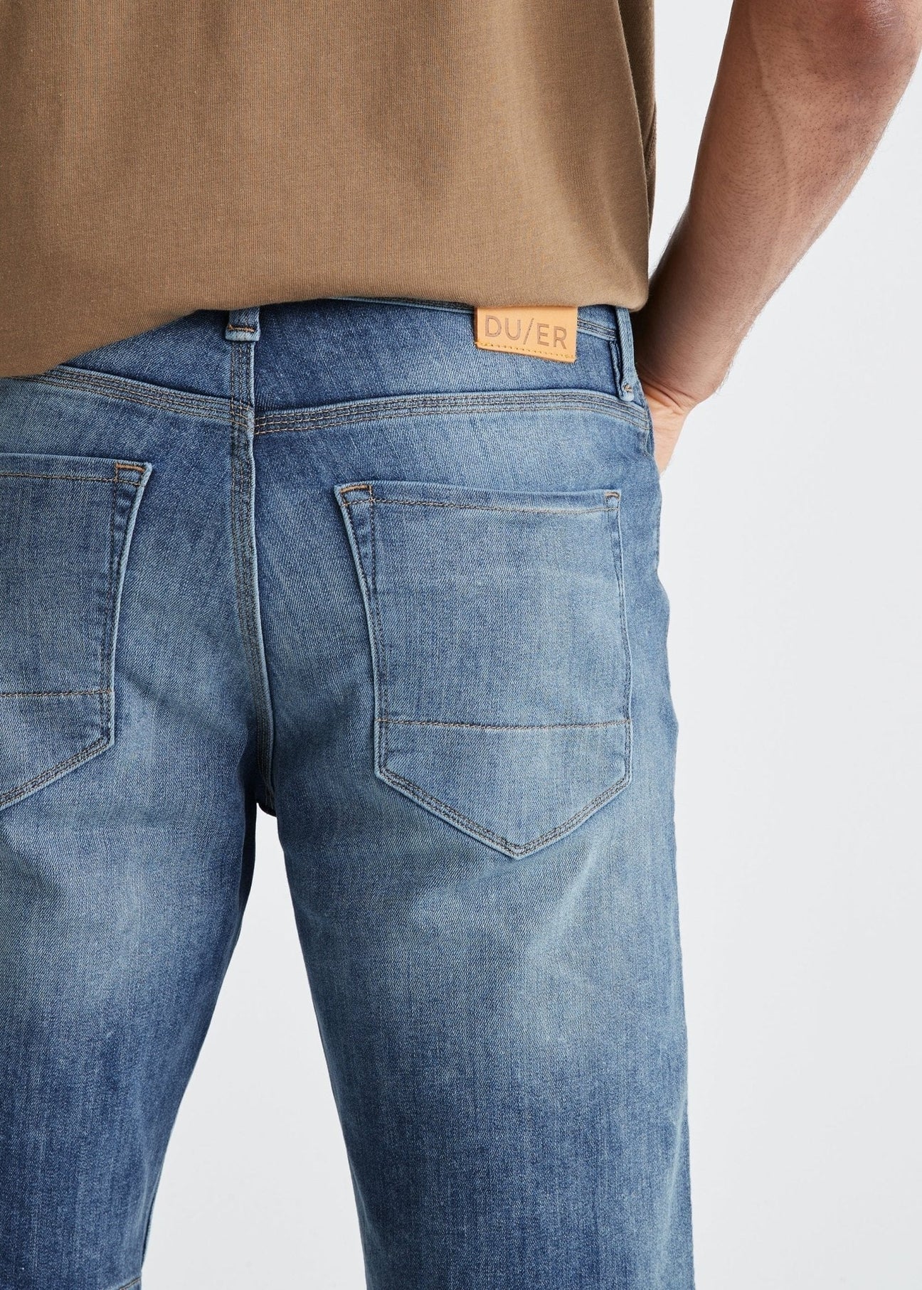 Duer Performance Denim Shorts for Men - Stretch Comfort & Durable Fit - Perfect for Gym, Running, and Casual Wear