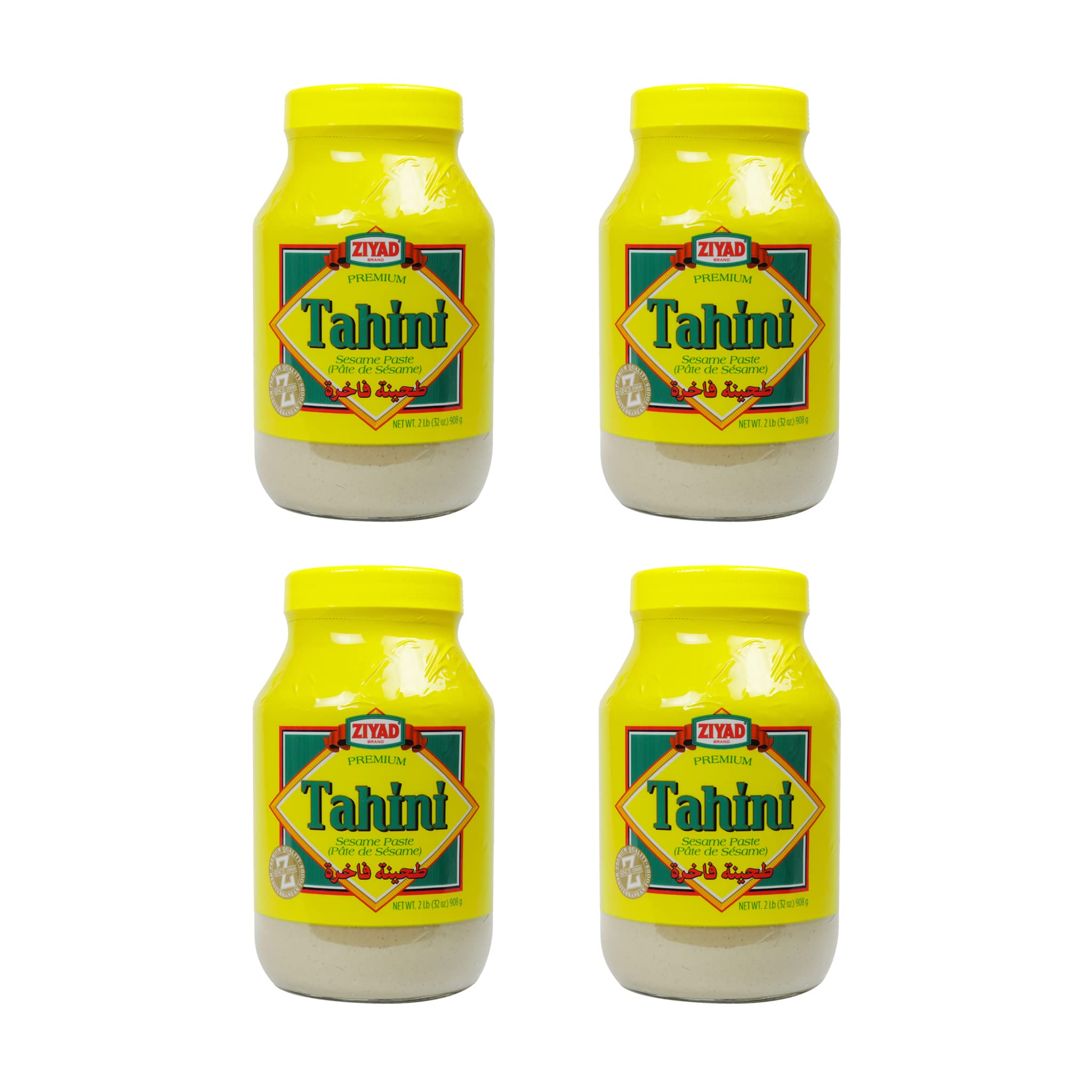 Ziyad Premium Tahini Sesame Paste - 100% Natural, No Additives or Preservatives - Perfect for Hummus, Pita Bread, Salads & Cooking - 32oz (Pack of 4) - Ideal for Middle Eastern Cuisine & Healthy Recipes