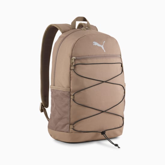 PUMA PLUS II TAUPE BACKPACK - Stylish & Durable School & Travel Backpack for Men & Women - Perfect for College, Work & Outdoor Adventures