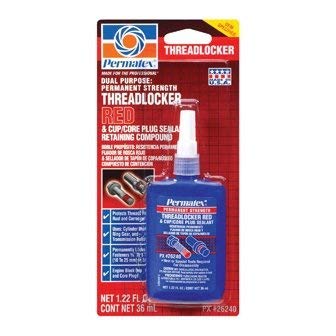 PERMATEX Red High-Strength Threadlocker Adhesive - Secure Bolts, Nuts & Screws for Automotive, Machinery & DIY Projects