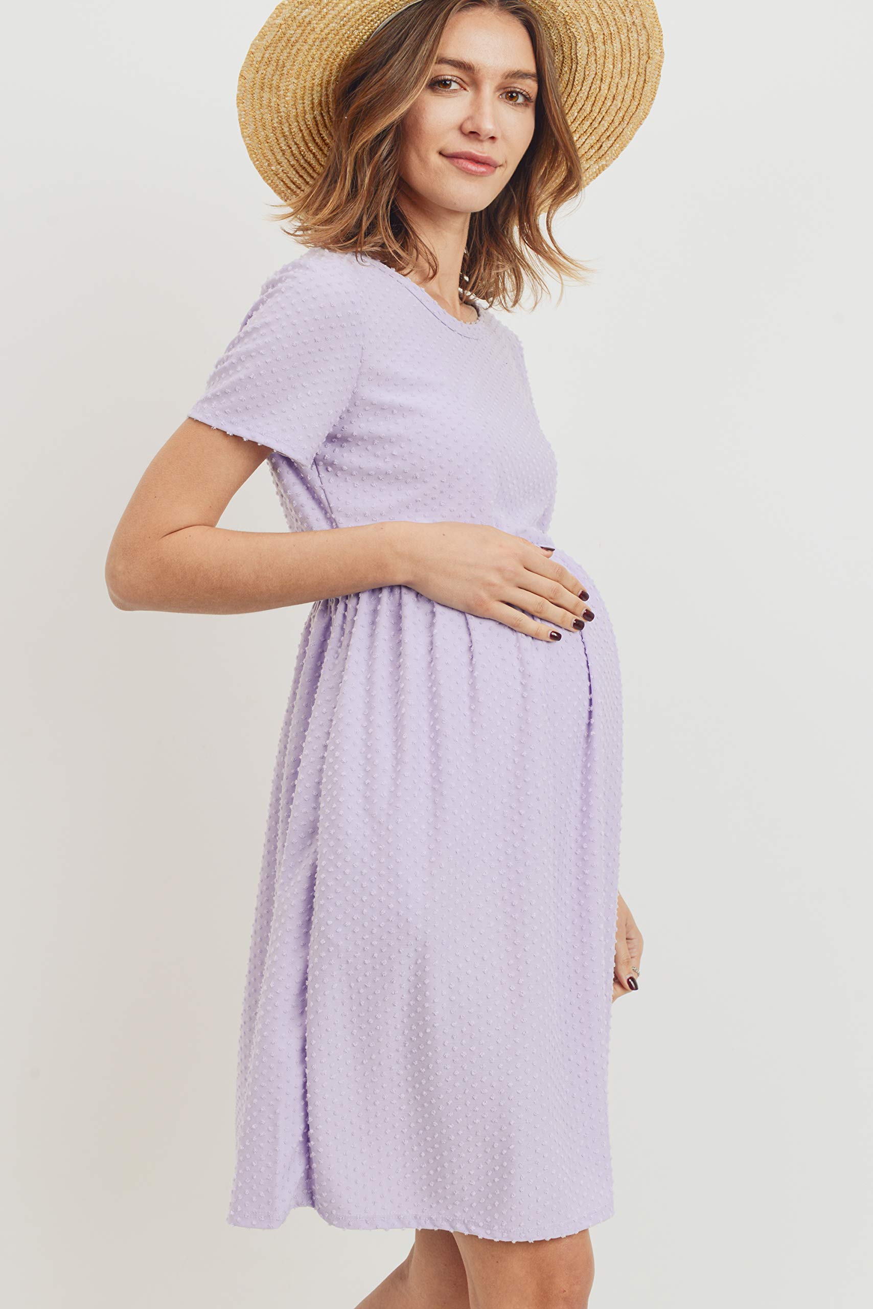 HELLO MIZ Women's Maternity Empire Waist Casual Dress - Comfortable Pregnancy Clothes for Everyday Wear, Nursing & Baby Shower
