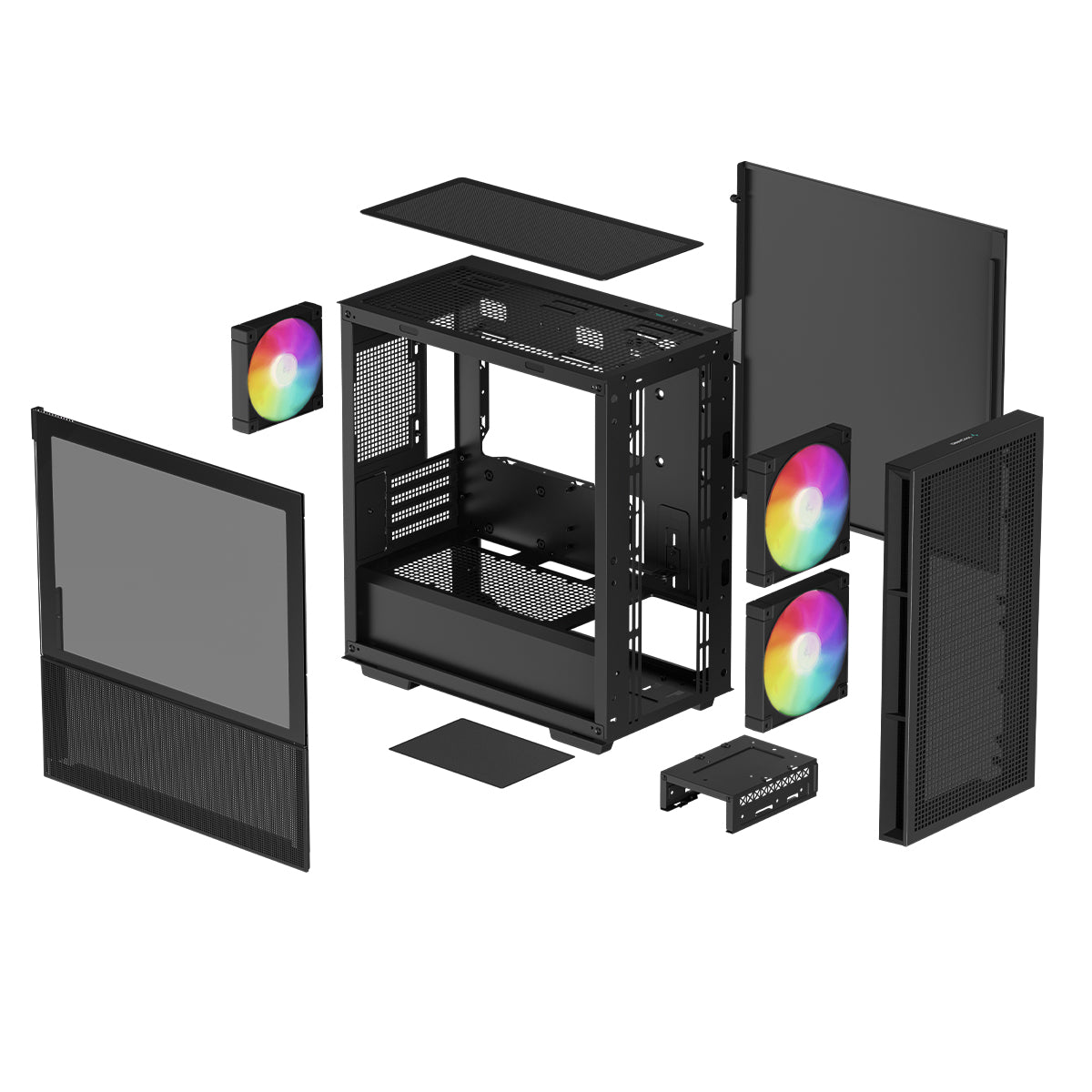 Deepcool CH360 ARGB Black Mini Tower PC Case - Compact Gaming PC Case with Tempered Glass & RGB Lighting for Home/Office Gaming Setup