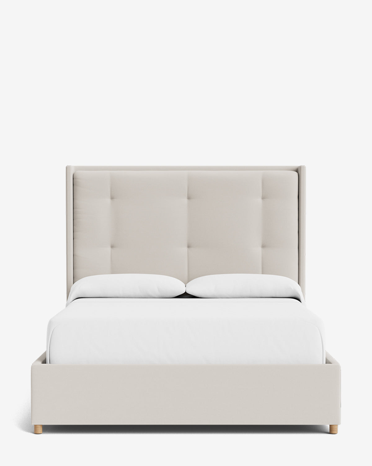 Luxury Ria Upholstered Bed Frame - Queen Size Platform Bed with Soft Fabric Headboard - Modern Bedroom Furniture for Master & Guest Rooms