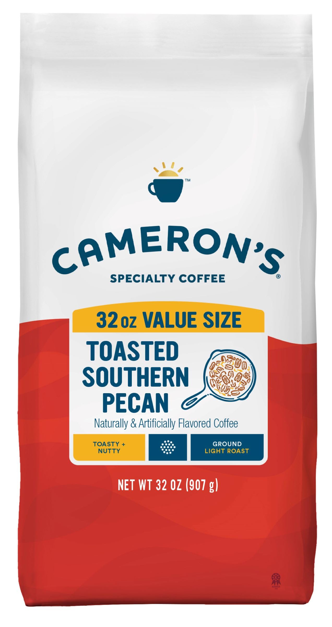 Premium Cameron's Coffee Roasted Ground Coffee - Toasted Southern Pecan Flavor, 32oz Bag | Rich & Aromatic Blend for Home Brewing, Office Use & Gifts