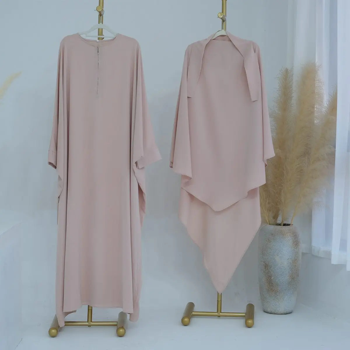 2-Piece Muslim Prayer Dress Set for Women - Jilbab Abaya with Khimar Scarf | Modest Islamic Clothing for Prayer, Mosque & Daily Wear