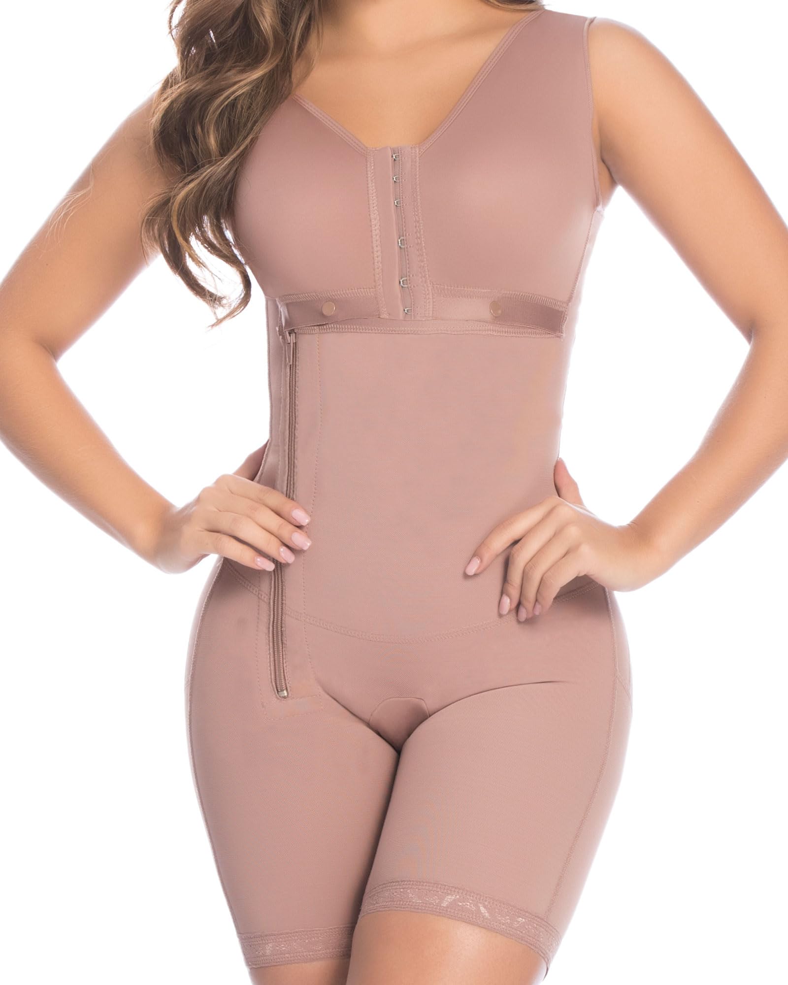 DPRADA 11215 Full Body Shaper Post-Surgery Compression Garment with Built-in Bra - Waist Trainer for Women, Tummy Control Shapewear for Daily Wear & Recovery