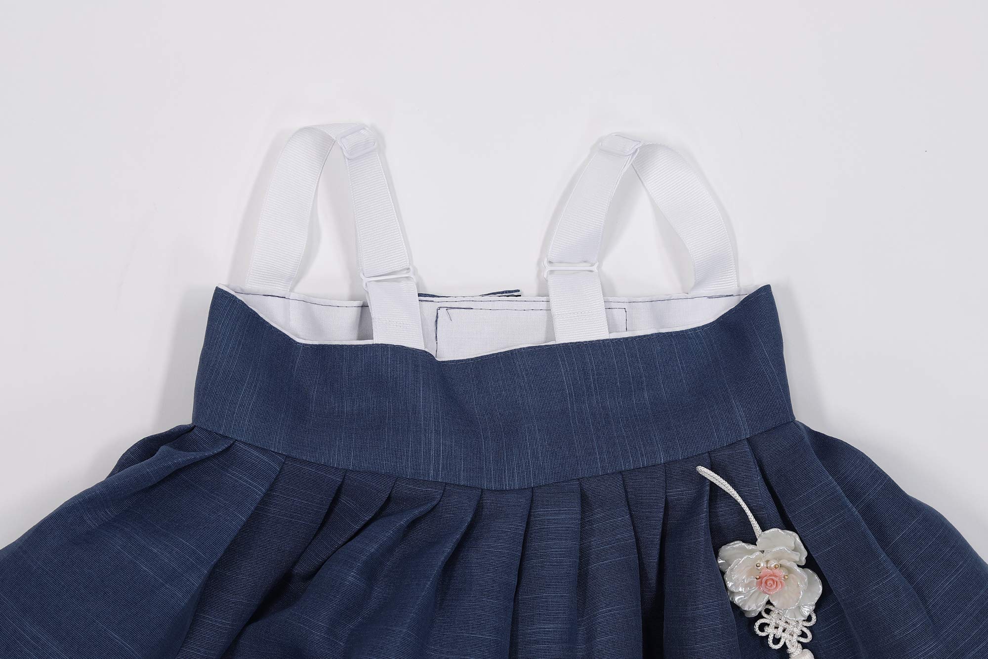 Korean Hanbok Dress for Baby Girl - Traditional Korean First Birthday Outfit, 100th Day Celebration, Ivory & Navy, Sizes 1-15 Years | Perfect for Doljanchi, Cultural Events & Photoshoots