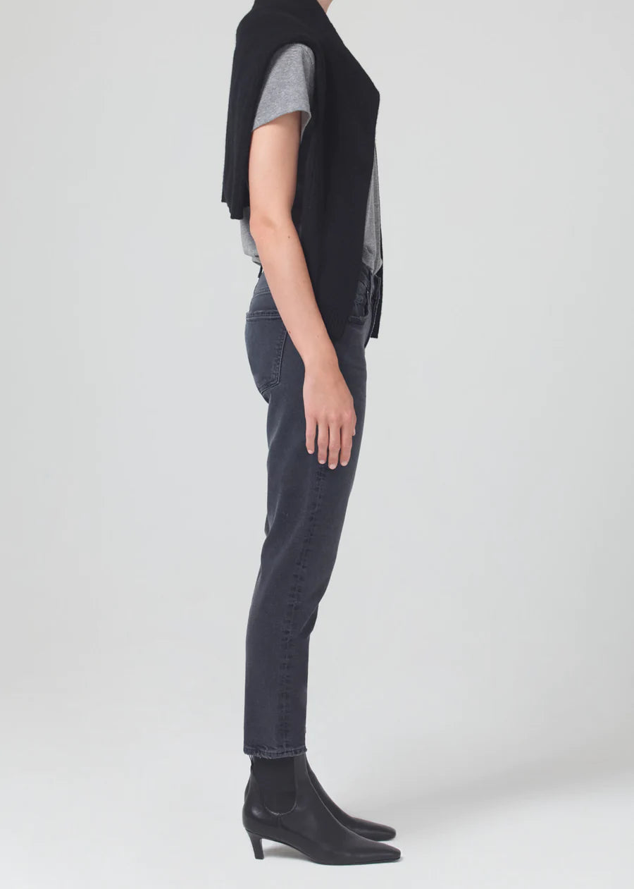Ella Mid Rise Crop Slim Jeans - Film Noir Wash - Stylish Women's Denim Pants for Casual Wear & Everyday Outfits