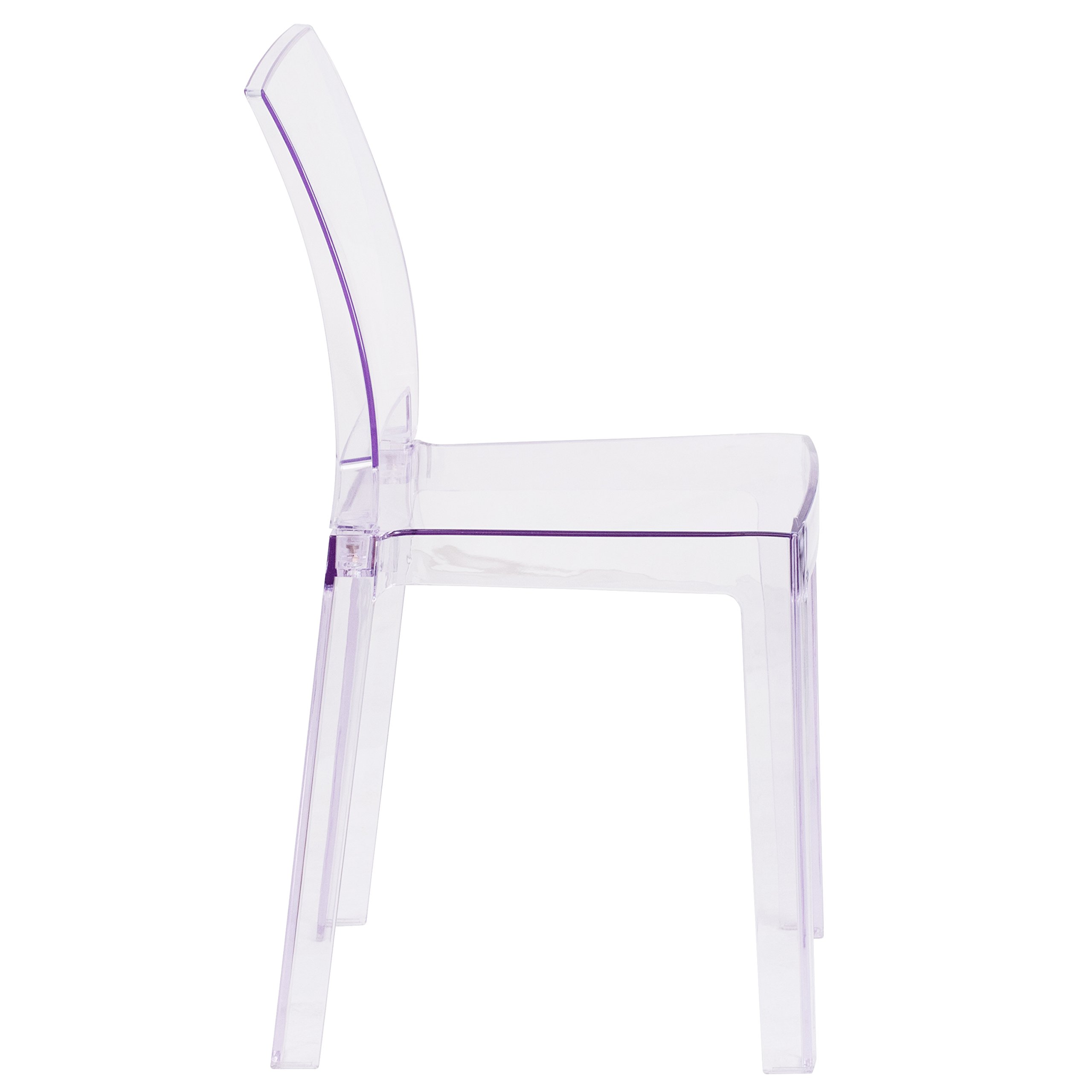 Flash Furniture Emilie Ghost Chair - Clear Crystal Square Back Modern Dining Chair for Kitchen, Dining Room, and Office | Stylish Transparent Seating Solution