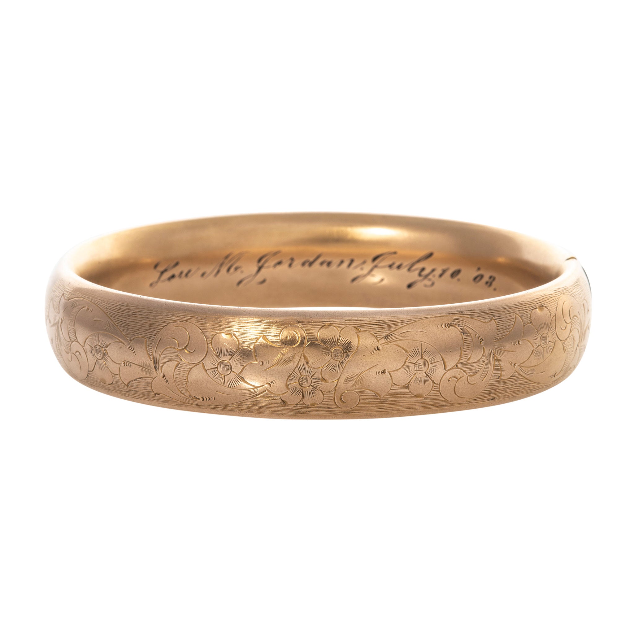 Vintage Floral Engraved Gold Filled Bangle Bracelet - Elegant Jewelry for Women, Perfect for Weddings, Parties & Special Occasions