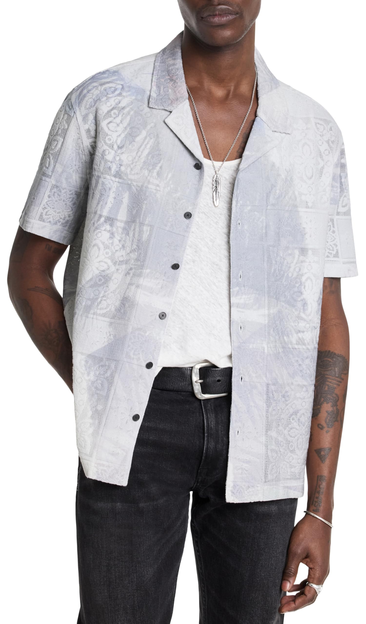 John Varvatos Men's Arya Button-Down Shirt - Slim Fit Casual Dress Shirt for Work & Date Night | Premium Cotton, Long Sleeve, Stylish Business & Party Wear