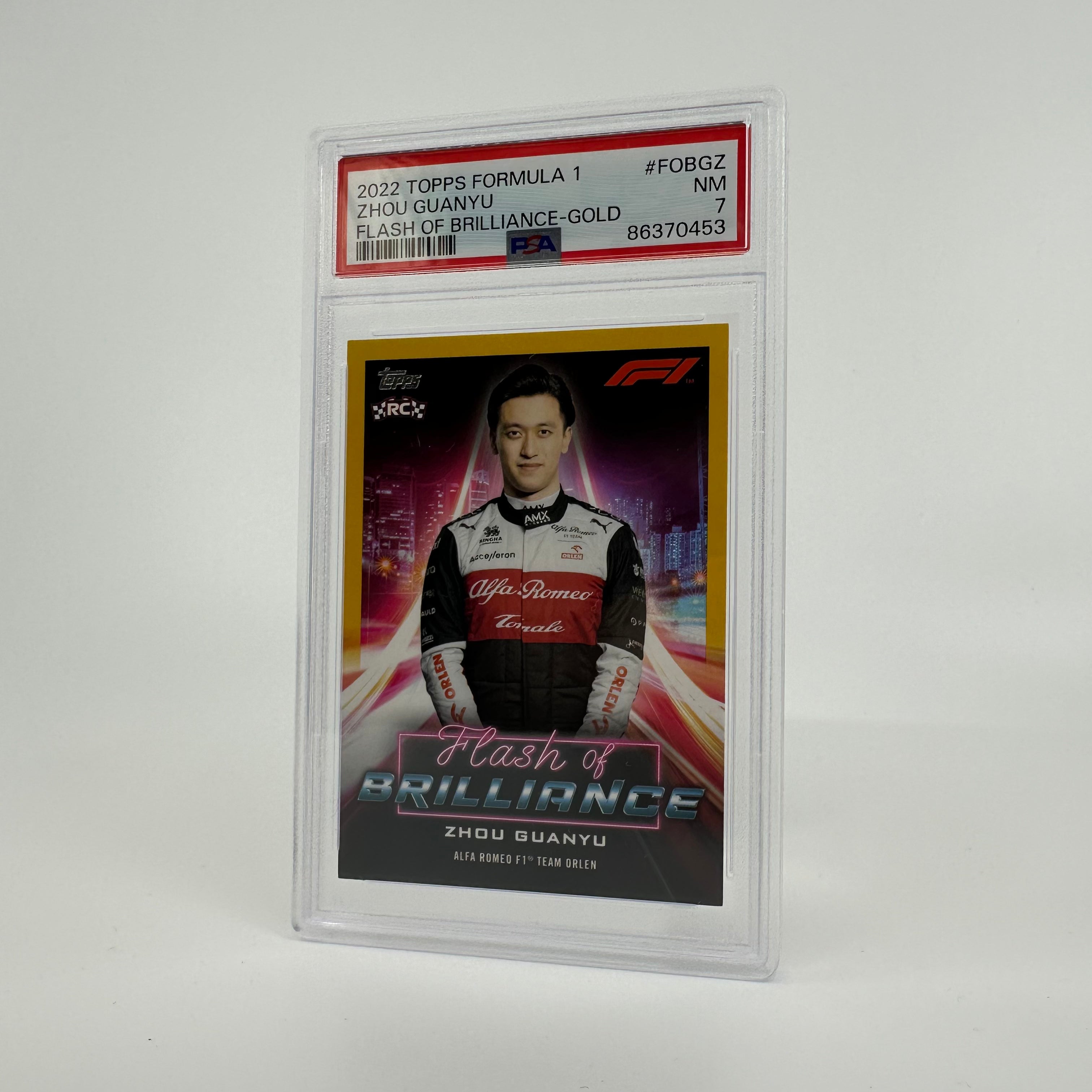Zhou Guanyu #FOBZG PSA 7 07/50 Flash Of Brilliance Gold - Rare Collectible F1 Racing Card for Fans & Memorabilia Enthusiasts
