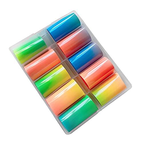 DIY Nail Art Transfer Foil Stickers - Fluorescent Nail Decoration Sheets for Short False Nails | Nail Foil Adhesive & Clear Nail Stickers | Perfect for Home Manicures, Parties & Special Occasions (Size A, One Size)