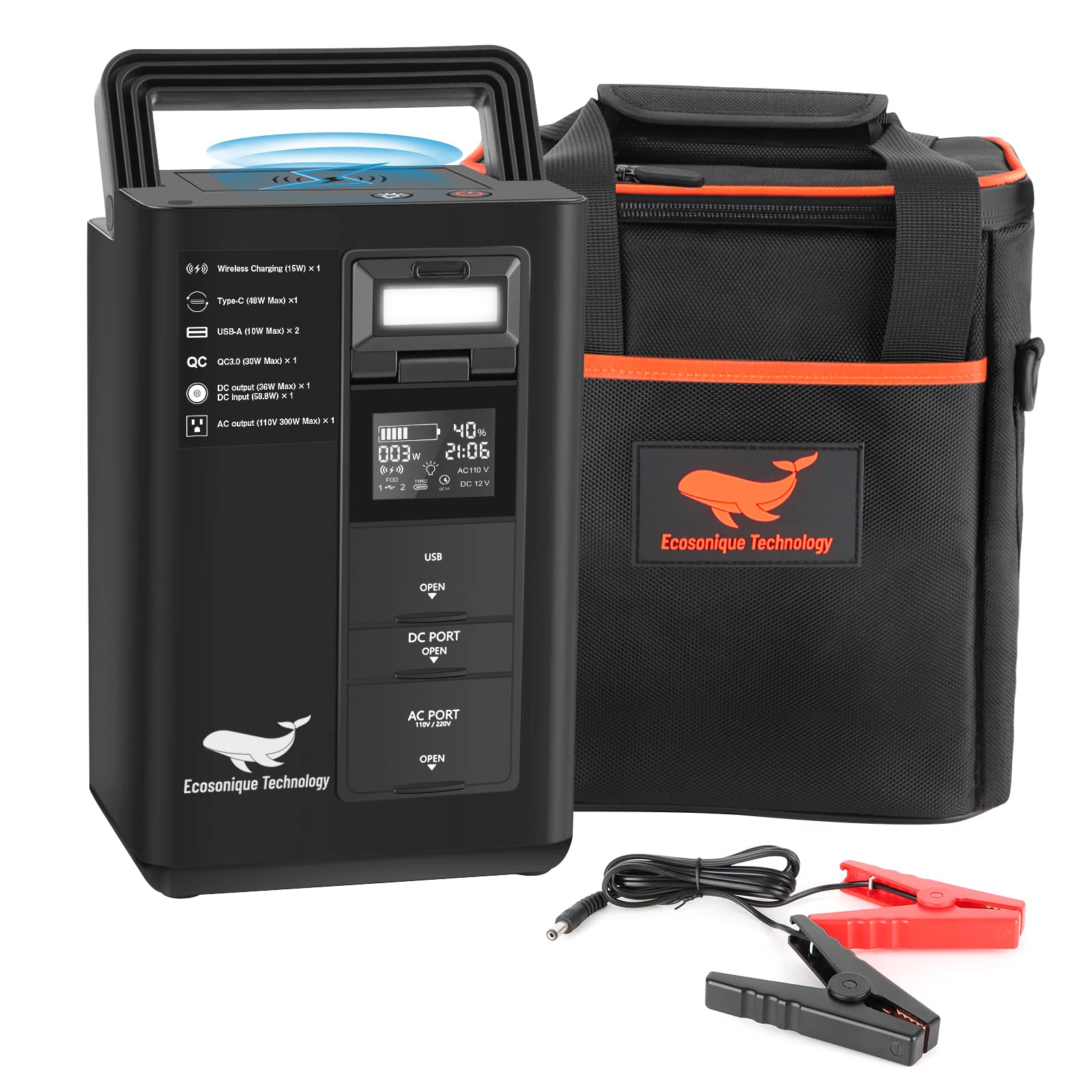 80000mAh (296Wh) Portable Solar Generator - Ultra Quiet & Waterproof Power Station with Wireless Charger, PD & QC3.0 Fast Charging, 400W (Peak 600W) AC Outlet - Perfect for Emergency Power, CPAP Machines, RV Camping & Outdoor Adventures