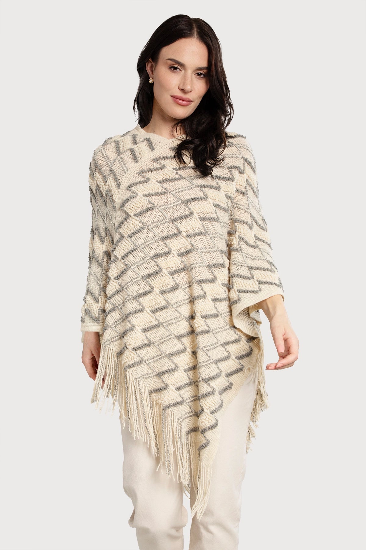 Bohemian Fringe Poncho for Women - Lightweight Cotton Knit Shawl Wrap - Perfect for Beach, Festival & Boho Fashion