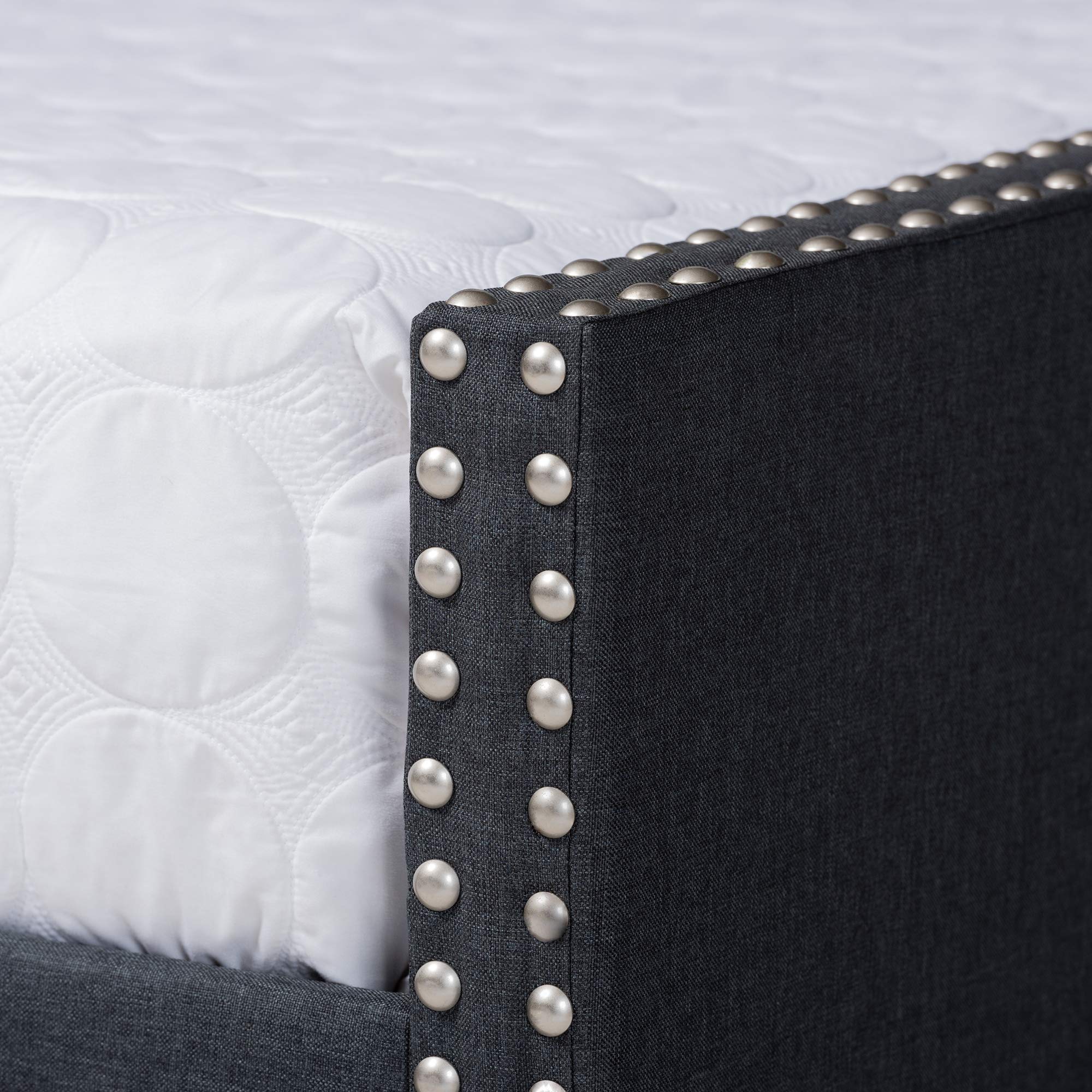 Baxton Studio Modern Queen Daybed with Trundle - Dark Grey Upholstered Sleeper Sofa for Guest Room, Living Room & Small Spaces
