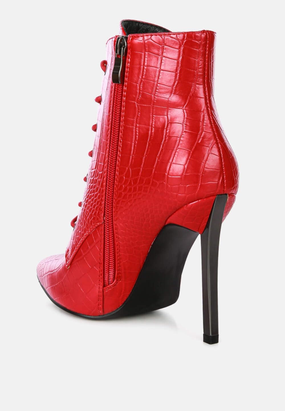 London Rag Women's Croco Lace-Up Stiletto Heels for Evening Parties