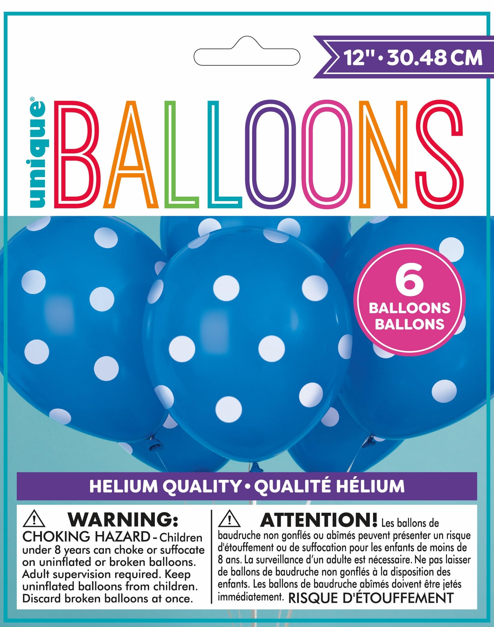 Royal Blue Polka Dot Latex Balloons 12 Inch - Pack of 6 for Birthday Parties, Baby Showers & Wedding Decorations - Unique Eye-Catching Party Supplies