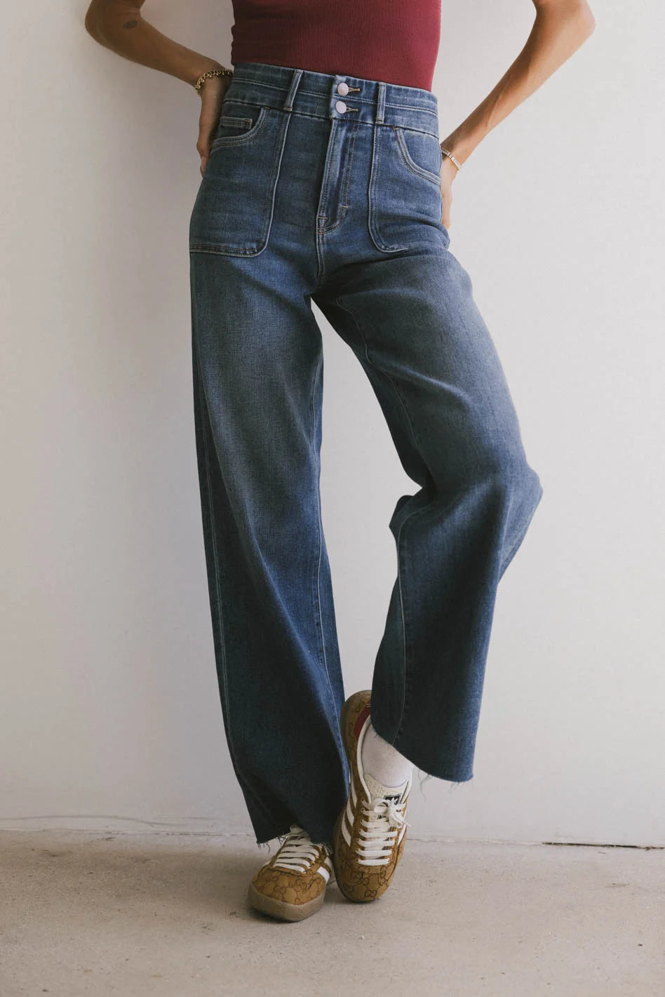 Haley Distressed Wide Leg Jeans for Women - Vintage High Waisted Denim Pants with Stretch | Perfect for Casual Outfits, Street Style & Boho Fashion