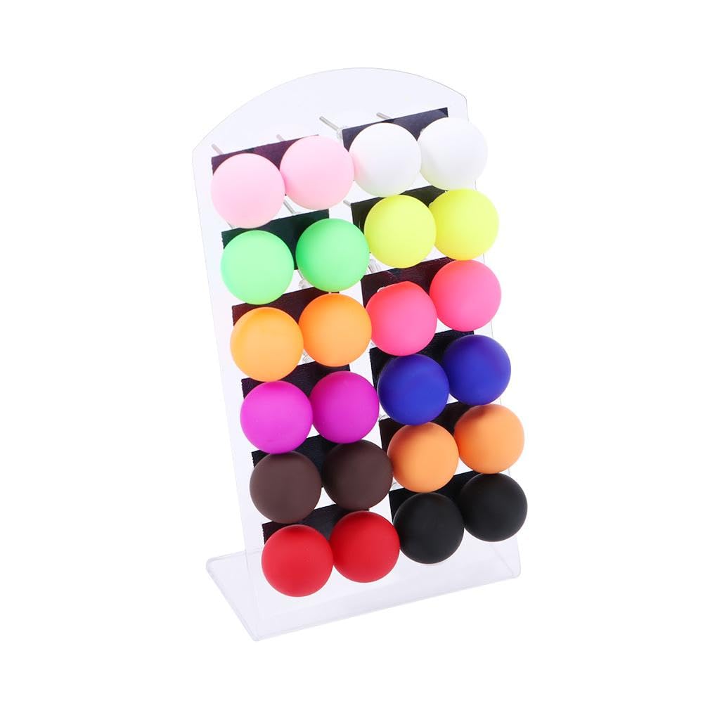 12 Pair Multicolor Acrylic Ball Drop Earrings - Fashion Jewelry for Women - Perfect for Parties, Weddings & Everyday Wear