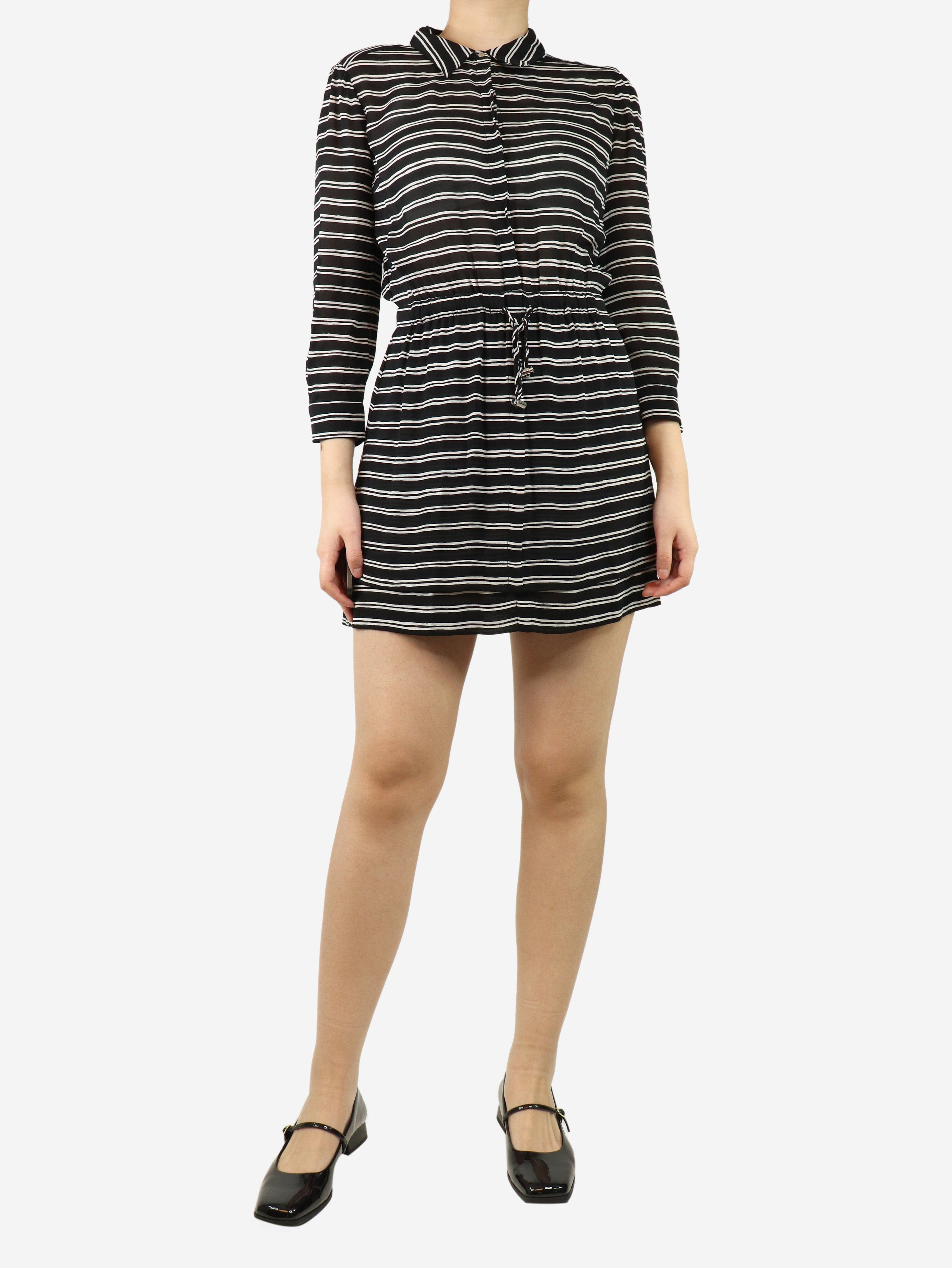 Stylish Black and White Striped Mini Dress - UK Size 8 | Perfect for Summer Parties, Beach Vacations & Casual Outings