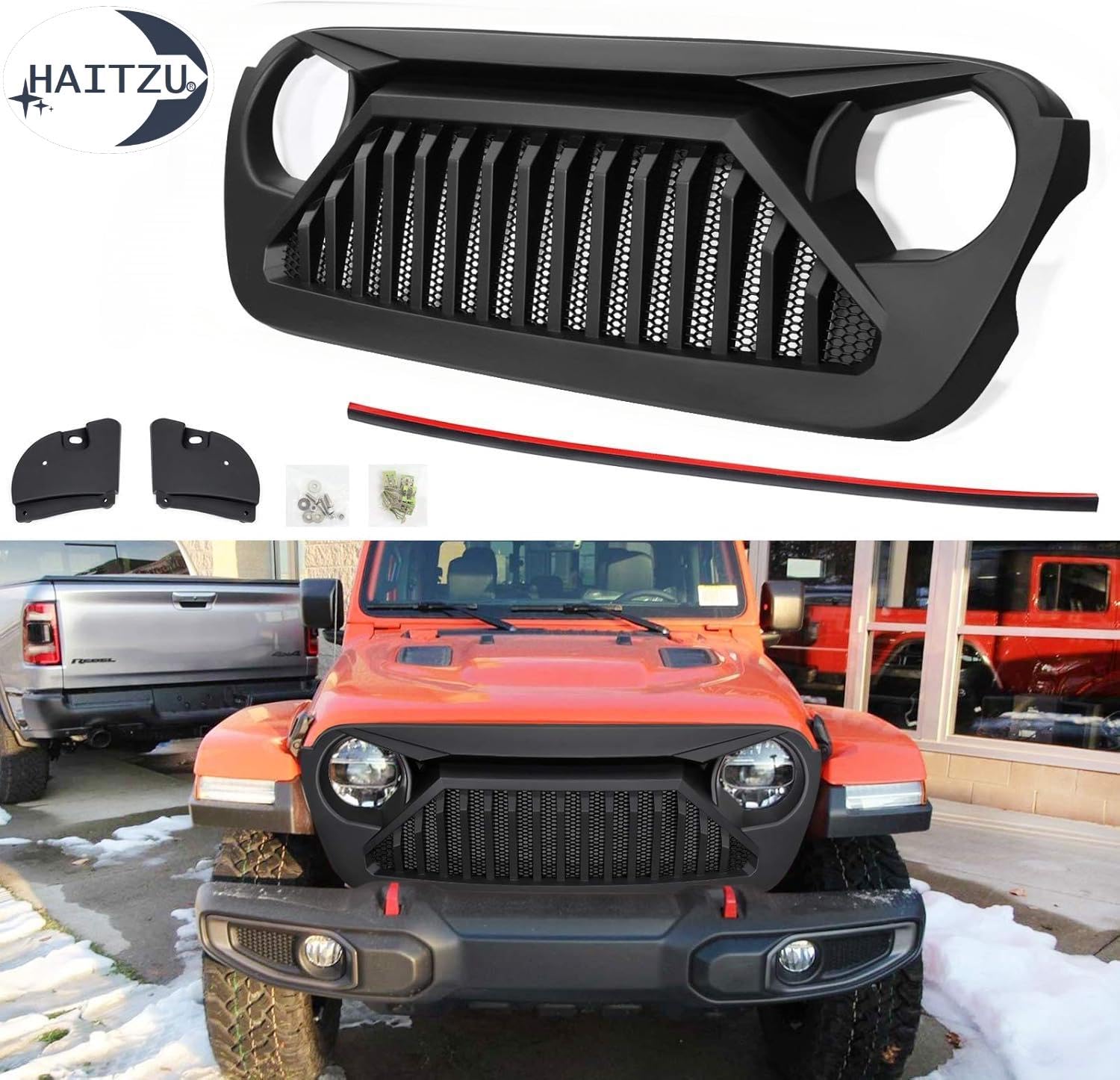 Jeep Wrangler JL JLU JT 2018-2022 & Gladiator Angry Vader Front Grille Replacement - Compatible with Unlimited, Rubicon, Sahara, Sport Models | Durable Aftermarket Grill Upgrade for Off-Road & Custom Look