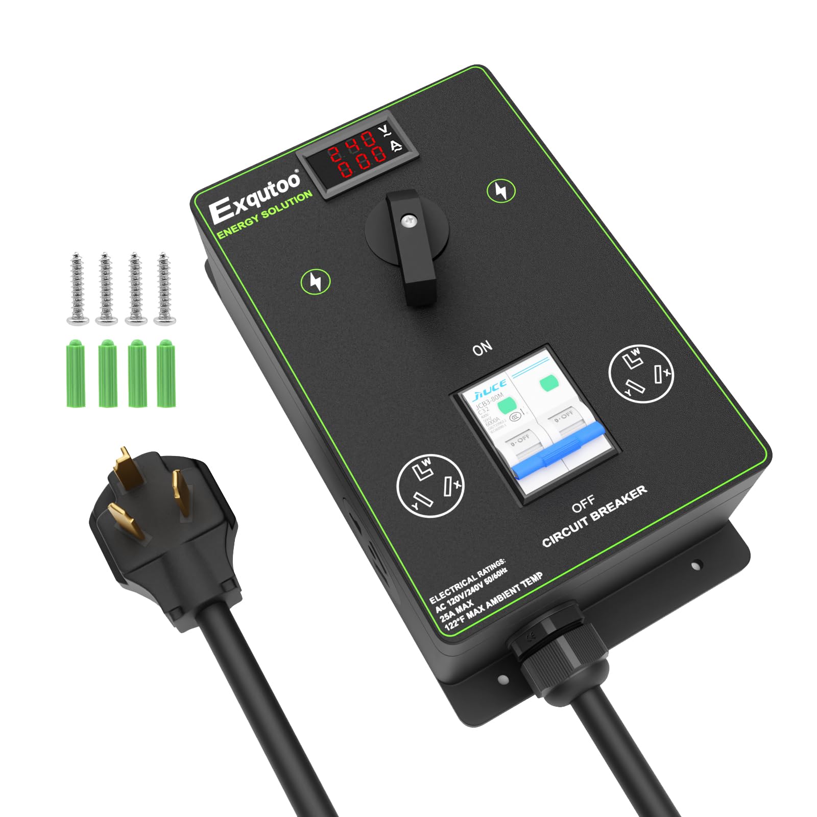 Manual Splitter Switch with Breaker - 3 Prong NEMA 10-30 Dual Socket Knob Selection Switch - 120/240V AC Selective Charging Switch - Perfect for Ovens, EV Chargers, Dishwashers & Garbage Disposals - Home & RV Electrical Solutions
