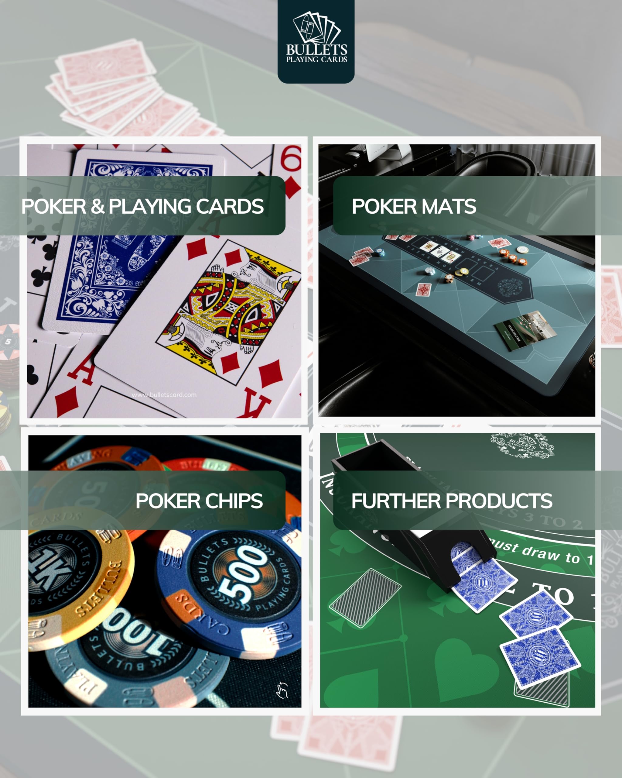 Bullet Playing Cards Set - Premium Christopher Poker Kit with 500 Plastic Casino Chips & Case - Perfect for Poker Nights, Casino Parties, and Home Game Entertainment