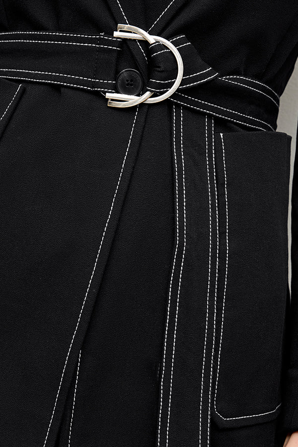 Grenville Jacket - Eco-Friendly Contrast Stitch Denim Alternative in Black | Stylish Outerwear for Casual & Outdoor Activities