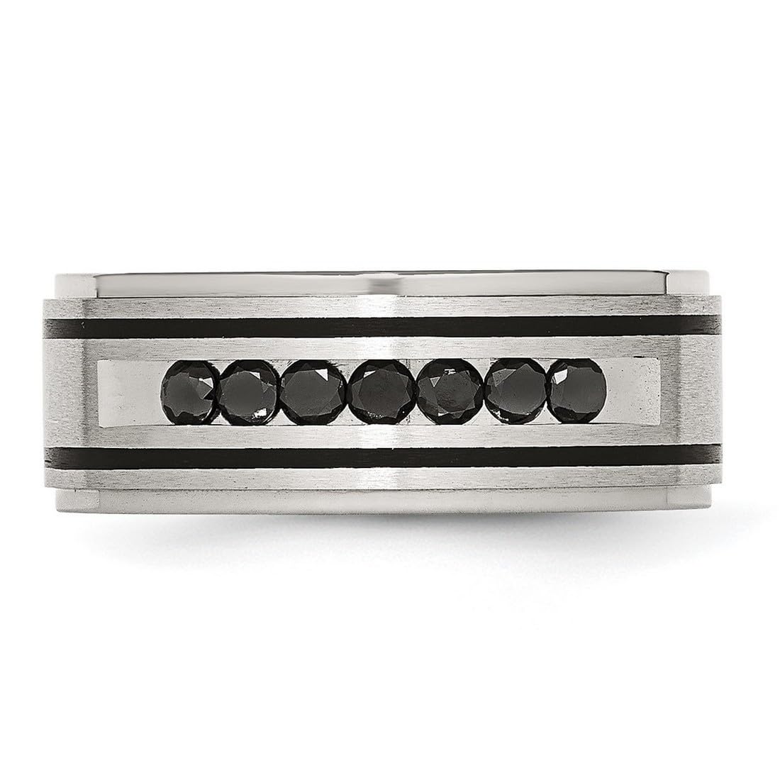 Stainless Steel Black Plated Diamond Ring for Women - Elegant Jewelry Gift for Anniversary, Wedding & Special Occasions
