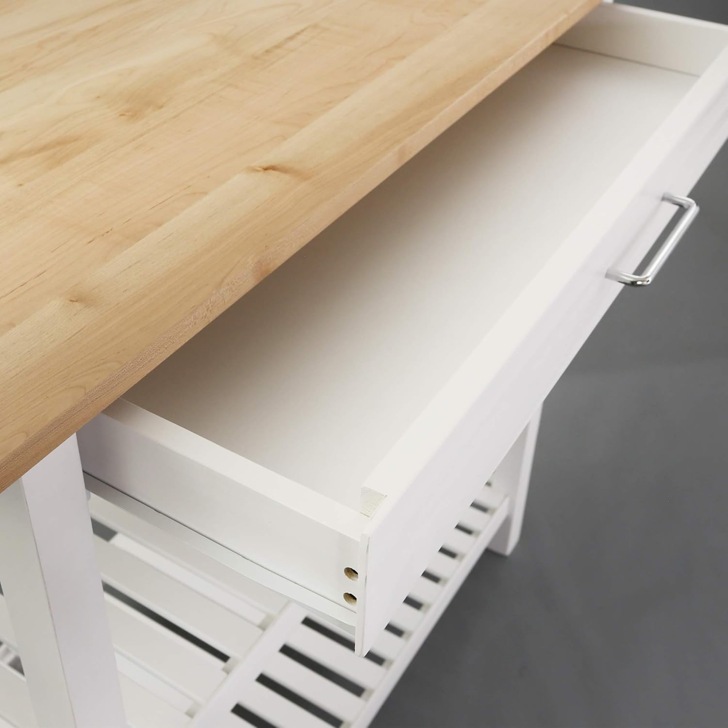 Solid American Hardwood Kitchen Island with Natural/White Finish, 40
