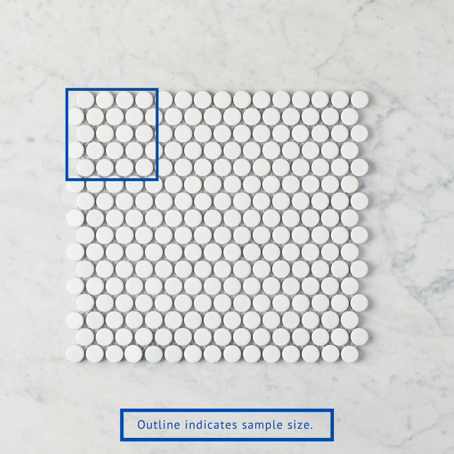 Broadwater White Matte Penny Round Mosaic Tile Sample - Perfect for Bathroom, Kitchen Backsplash & Shower Flooring
